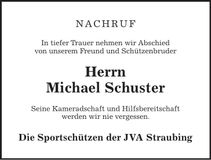 Traueranzeige Michael Schuster