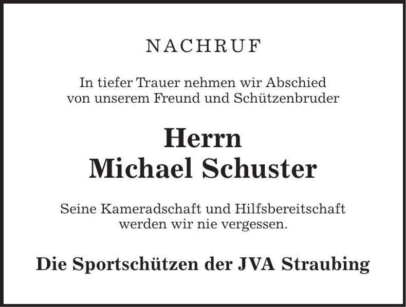 Traueranzeige Michael Schuster