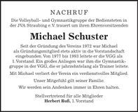 Traueranzeige Michael Schuster