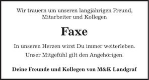 Traueranzeige Dirk Rupprecht