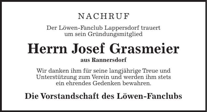 Traueranzeige Josef Grasmeier