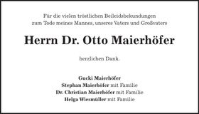 Traueranzeige Otto Maierhöfer