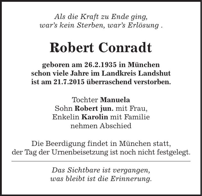 Traueranzeige Robert Conradt
