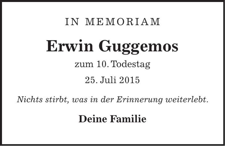 Traueranzeige Erwin Guggemos