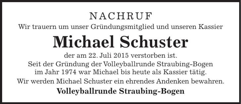 Traueranzeige Michael Schuster