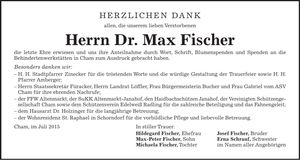 Traueranzeige Max Dr. Fischer