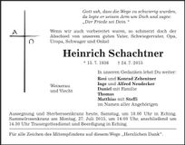Traueranzeige Heinrich Schachtner