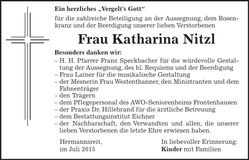 Traueranzeige Katharina Nitzl
