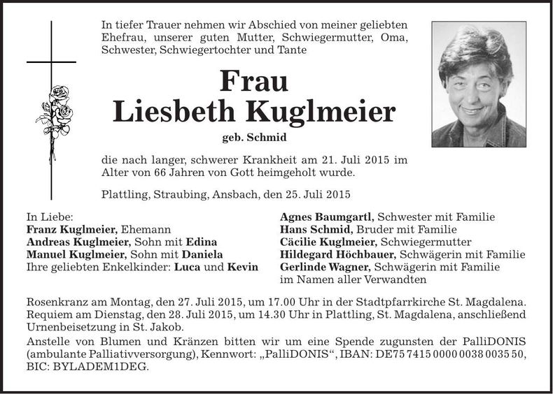 Traueranzeige Liesbeth Kuglmeier