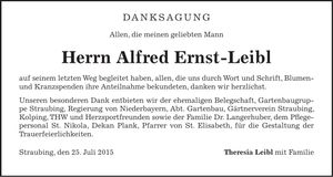 Traueranzeige Alfred Ernst-Leibl