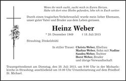 Traueranzeige Heinz Weber