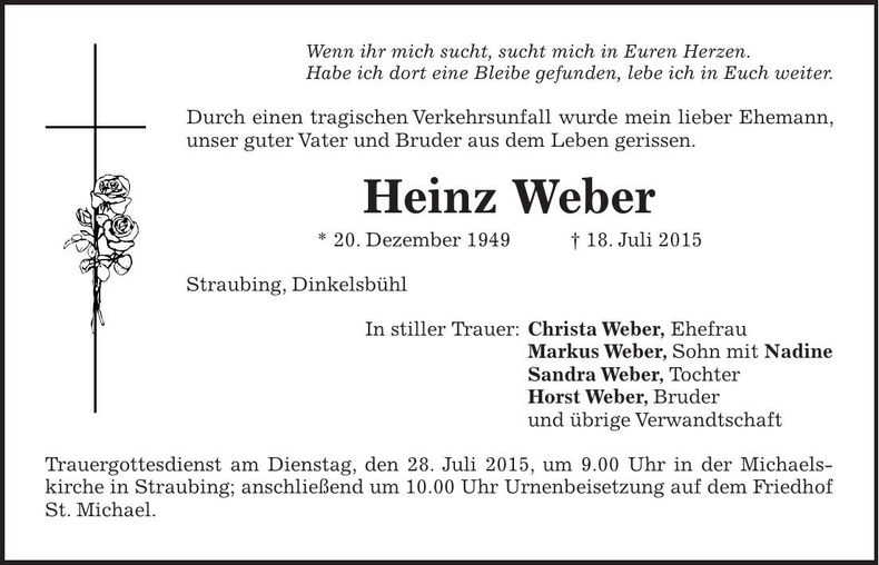 Traueranzeige Heinz Weber