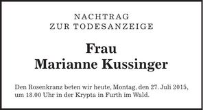 Traueranzeige Marianne Kussinger