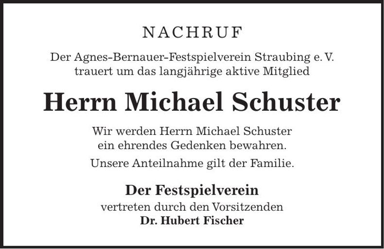 Traueranzeige Michael Schuster