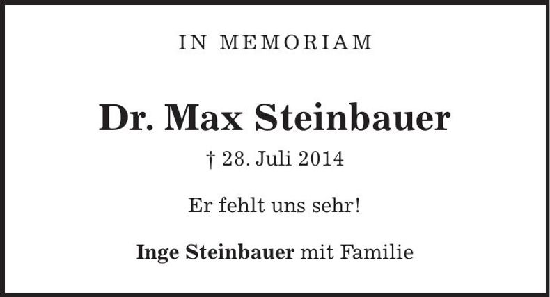 Traueranzeige Dr. Max Steinbauer