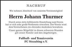 Traueranzeige Johann Thurner