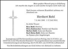 Traueranzeige Heribert Robl