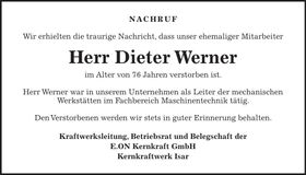 Traueranzeige Dieter Werner
