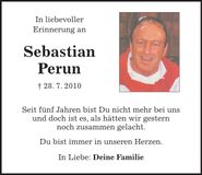Traueranzeige Sebastian Perun