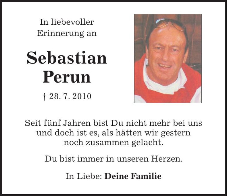Traueranzeige Sebastian Perun