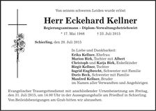 Traueranzeige Eckehard Kellner