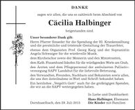 Traueranzeige Cäcilia Halbinger