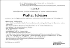 Traueranzeige Walter Kleiser