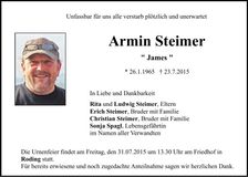 Traueranzeige Armin Steimer
