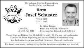 Traueranzeige Josef Schuster