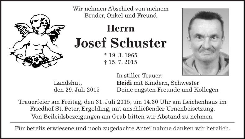 Traueranzeige Josef Schuster