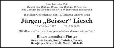 Traueranzeige Jürgen Liesch
