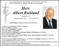 Traueranzeige Albert Ruhland