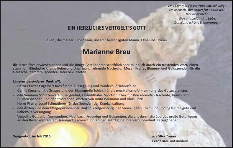 Traueranzeige Marianne Breu