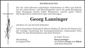 Traueranzeige Georg Lanzinger