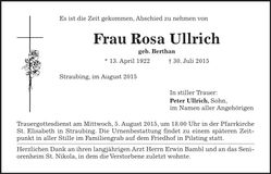 Traueranzeige Rosa Ullrich