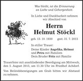 Traueranzeige Helmut Stöckl