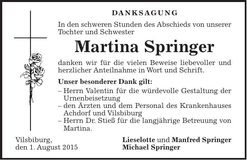 Traueranzeige Springer Martina