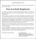 Traueranzeige Liesbeth Kuglmeier
