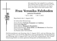Traueranzeige Veronika Falzboden
