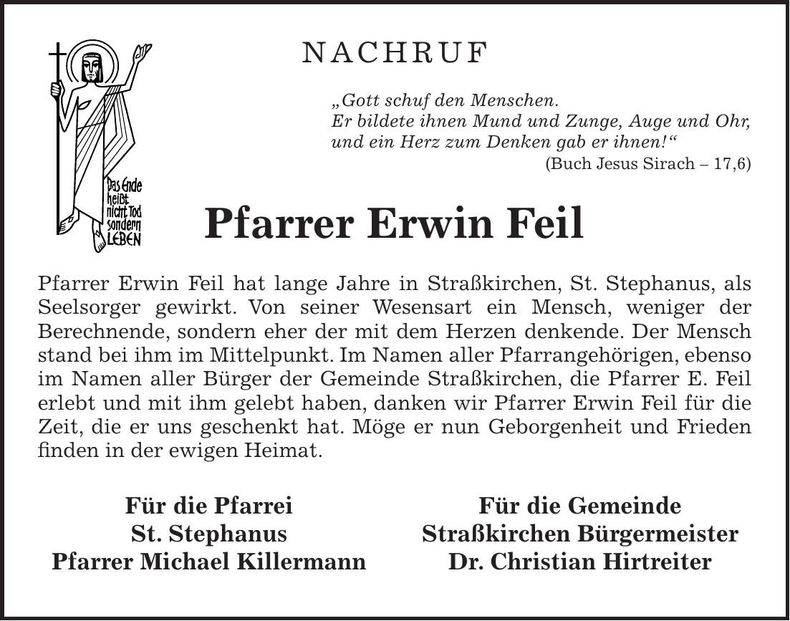 Traueranzeige Erwin Feil
