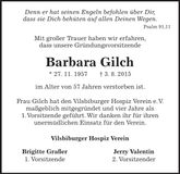 Traueranzeige Barbara Gilch