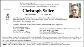 Traueranzeige Christoph Saller