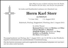 Traueranzeige Karl Sterr