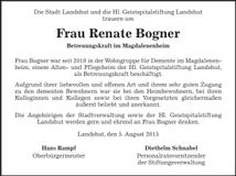 Traueranzeige Renate Bogner