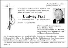 Traueranzeige Ludwig Fixl