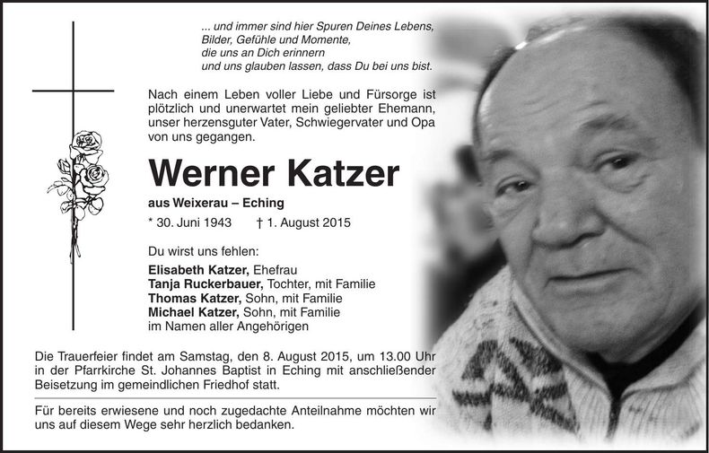 Traueranzeige Werner Katzer
