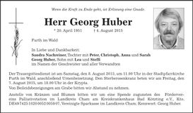 Traueranzeige Georg Huber