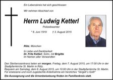 Traueranzeige Ludwig Ketterl