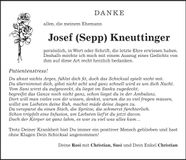 Traueranzeige Josef Kneuttinger