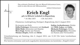 Traueranzeige Erich Engl